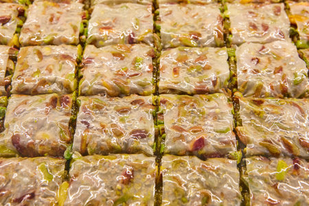 Traditional turkish sweet honey desserts. Oriental food. Baklawaの写真素材