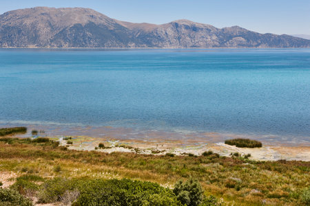 Landscape with lake and mountains in central Anatolia. Turkey
