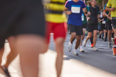 Runners on the street. Healthy lifestyle. Motion exercise. Athleticsの写真素材