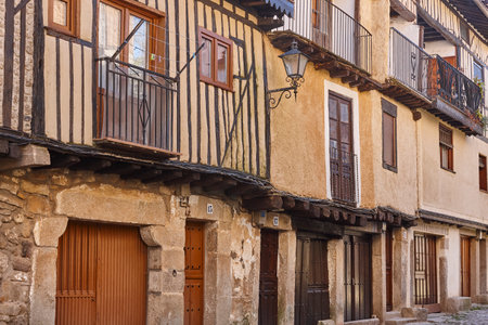 La Alberca traditional rustic facades. Medieval village. Salamanca, Spainの写真素材