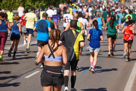 Runners on the street. Healthy lifestyle. Motion exercise. Athleticsの写真素材