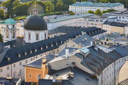 Historic old town of Salzburg from above. Salzburgerland region, Austriaの写真素材