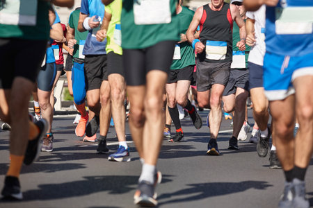 Runners on the street. Healthy lifestyle. Motion exercise. Athleticsの写真素材