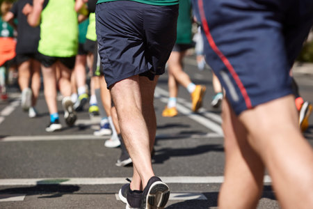 Runners on the street. Healthy lifestyle. Motion exercise. Athleticsの写真素材