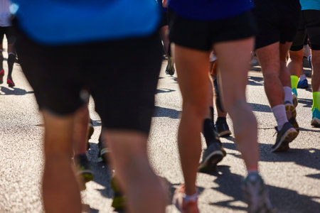 Runners on the street. Healthy lifestyle. Motion exercise. Athleticsの写真素材