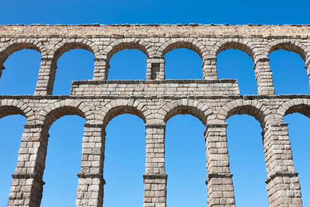 Roman aqueduct in Segovia. Landmark ancient engineering work. Spainの写真素材