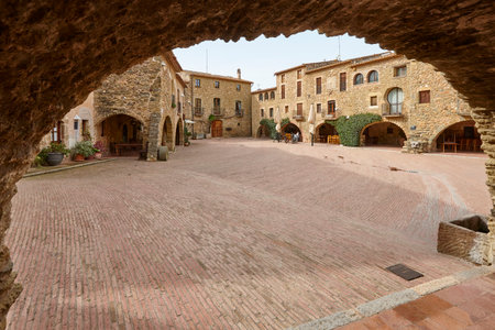 Picturesque medieval village of Monells. Girona, Costa Brava. Catalunya. Spain