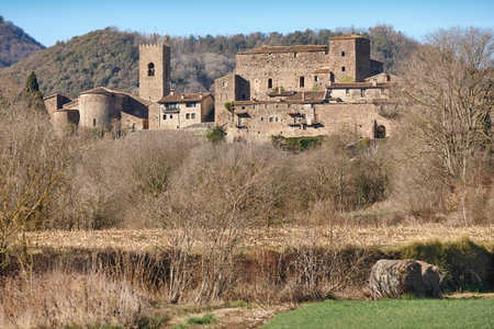 Historic medieval village of Santa Pau. Girona, Catalonia, Spain