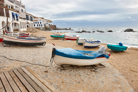 Picturesque village of Calella de Palafrugell. Mediterranean coast. Costa Bravaの写真素材