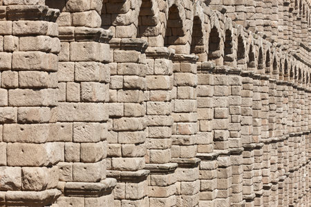 Roman aqueduct in Segovia. Landmark ancient engineering work. Spainの写真素材