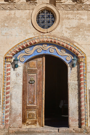 Antique greek colored doors in Mustafapasa village, Cappadocia. Turkeyの写真素材