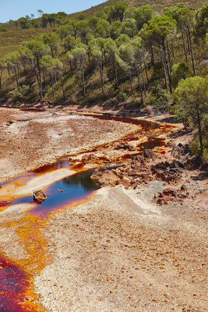 Ferruginous oxide waters. Riotinto opencast mine. Huelva, Andalucia. Spainの写真素材
