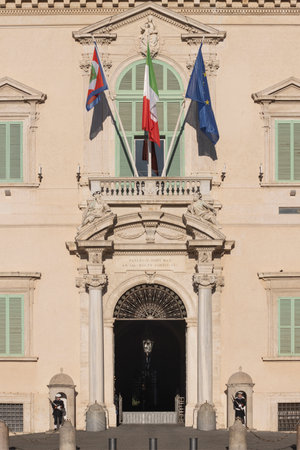Quirinal palace facade in Rome city center. President residence. Italyの写真素材