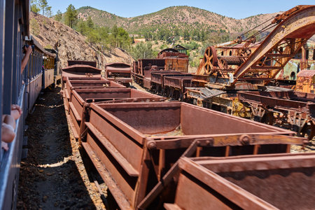 Train route at Rio Tinto open cast mine. Huelva, Spainの写真素材