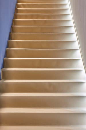Fabric covered staircase detail. Geometric indoor. Nobody. Architecture