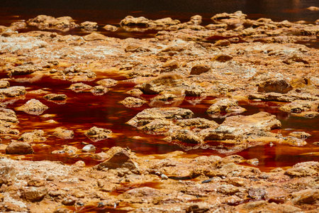 Ferruginous oxide waters. Riotinto opencast mine. Huelva, Andalucia. Spainの写真素材