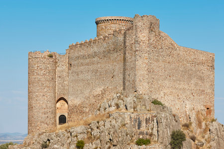 Medieval castle in Puebla de Alcocer. Badajoz, Extremadura. Spainの写真素材
