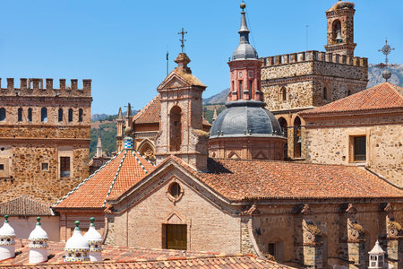 Guadalupe monastery and picturesque antique buildings. Caceres, Extremadura. Spainの写真素材