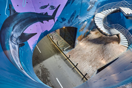 Marine graffiti wall in Cartagena city center. Murcia, Spainの写真素材