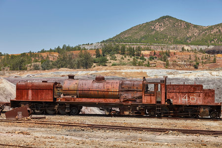 Rusty locomotive at Rio Tinto open cast mine. Huelva, Spainの写真素材
