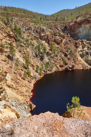 Riotinto opencast old mine. Pena de hierro. Andalucia landscape. Spain