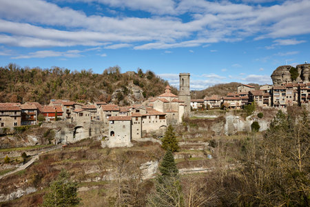 Picturesque medieval catalonian village of Rupit. Barcelona province. Spain