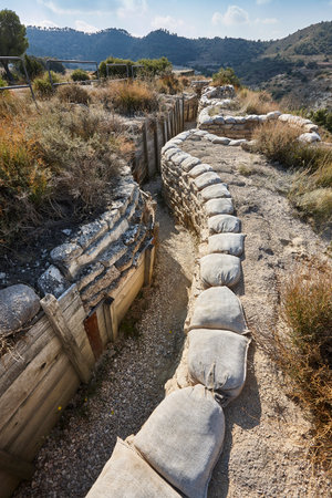 Trench. Spanish civil war, Monte Irazo position. Huesca. Spainの写真素材