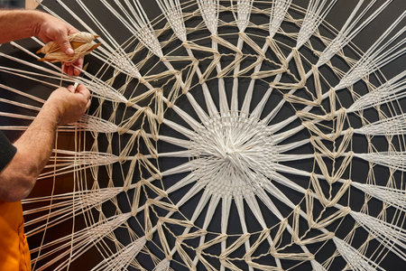 Traditional Canary islands handmade woven work. Roseta canaria. Spain