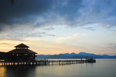 beach sunset. house by the sea.  Koh Wai Trat Thailand.のeditorial素材