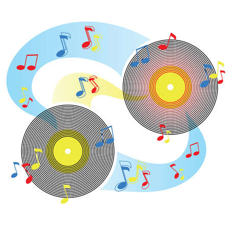 colorful musical vinyl record background のイラスト素材