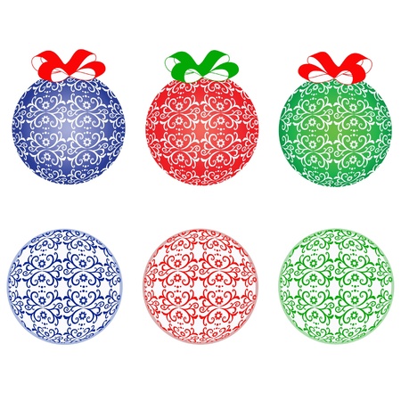 Set of blue , red and green  balls of Christmasのイラスト素材