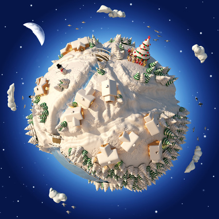 3D Cartoon Planet Winterの写真素材