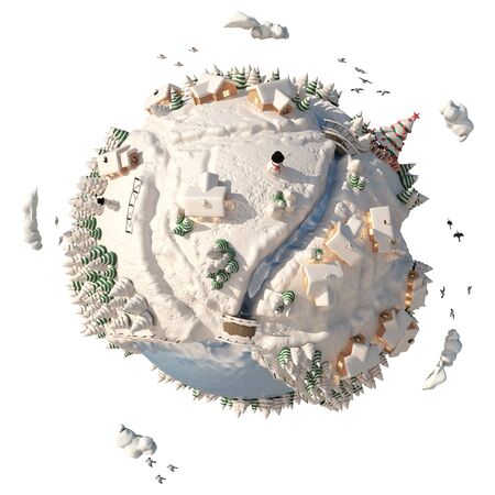3D Cartoon Planet Winterの写真素材