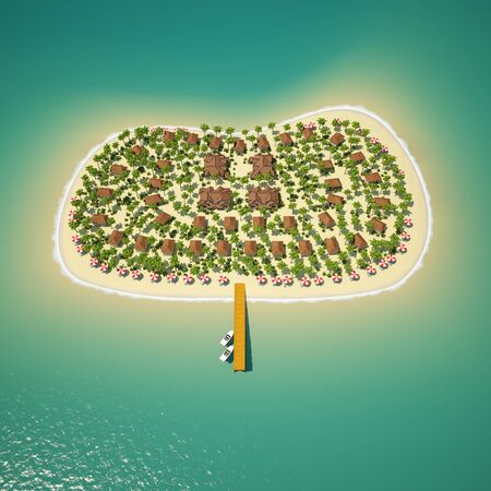 Tropical Islands Scene 3D illustrationの写真素材
