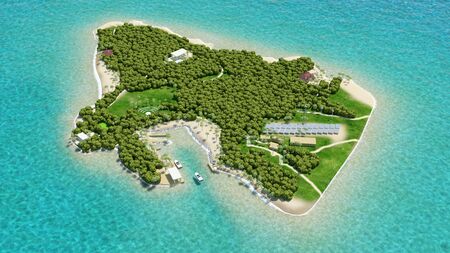 Tropical Islands Scene 3D illustrationの写真素材