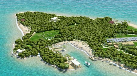 Tropical Islands Scene 3D illustrationの写真素材