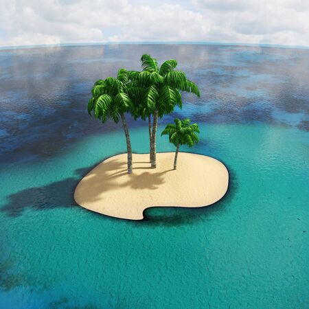 Tropical Islands Scene 3D illustrationの写真素材