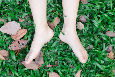 Close up shot of little child  Footの写真素材