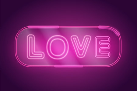 Neon signboard love. Vector illustration for Valentine's day.のイラスト素材