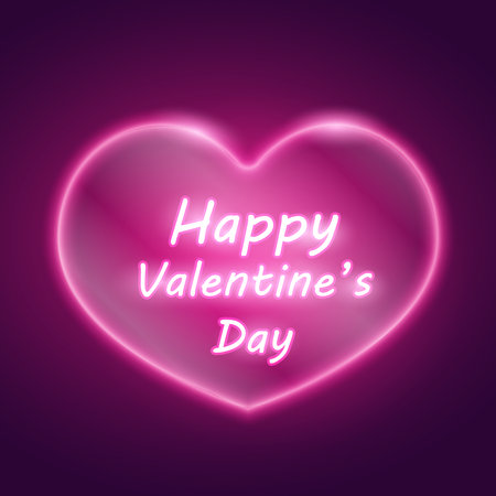 Valentines day greeting card with glowing heart. Vector illustration.のイラスト素材