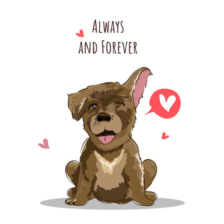 Cute cartoon dog. Vector illustration isolated on a white background.のイラスト素材