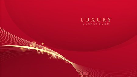 Abstract Luxury red gold background. Modern golden line wave design template. Premium soft cream with elegant geometric banner vector illustration.のイラスト素材