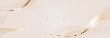 Abstract luxury gold background. Modern golden line wave design template. Premium soft cream with elegant geometric banner vector illustrationのイラスト素材