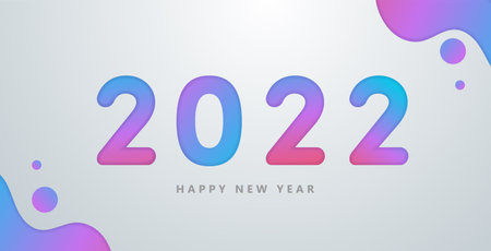 Happy 2022 new year with colorful abstract geometric shape and texture elements. Modern greetings and invitations, New year Christmas themed congratulations background. Vector. illustration.のイラスト素材