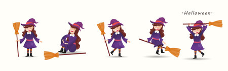 Halloween Cute Cartoon character collection. Set of scary kids isolated. Vector illustration.のイラスト素材