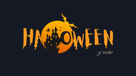 Halloween typography vector. Party sign or logo for halloween season festival. Vector illustration.のイラスト素材