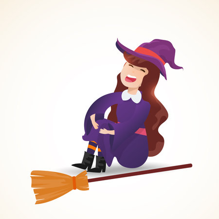 Halloween Cute Cartoon character. Funny scary witch kid cartoon design. Vector illustration.のイラスト素材