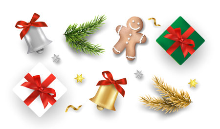 Set of Christmas and New Year elements. Vector illustration EPS10.のイラスト素材
