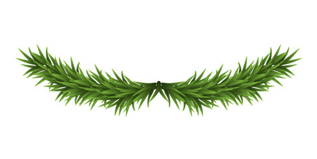 Greenery Christmas Garland. Merry Christmas wreath with fir branches isolated on white background. Vector decoration design.のイラスト素材