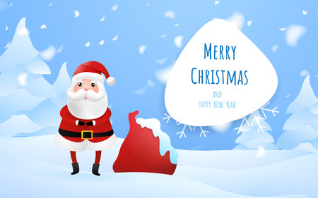 Merry Christmas and Happy New Year greeting card with Santa Claus.のイラスト素材
